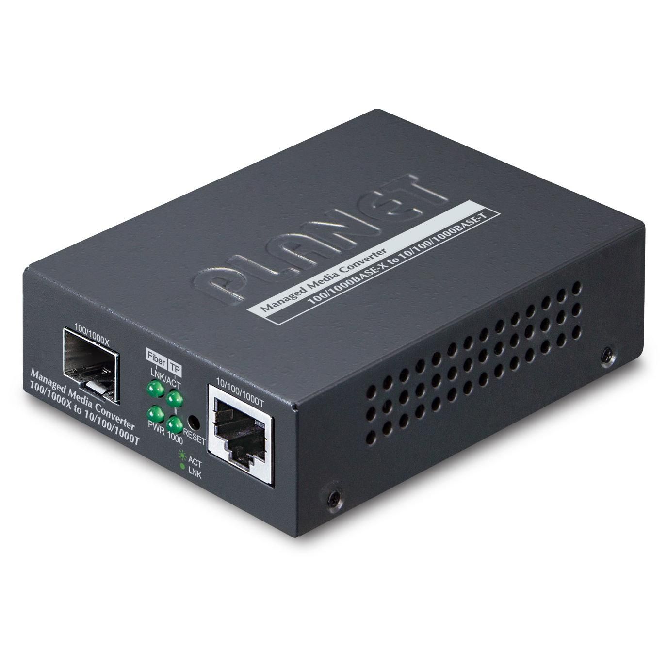 Conversor de red Planet, Negro (Web/SNMP, Ethernet Gigabit)