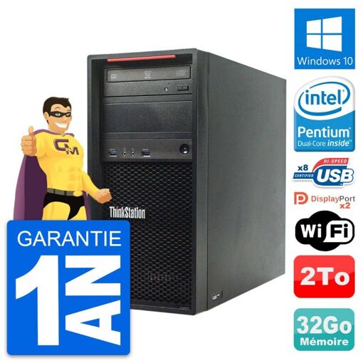 Lenovo ThinkStation P300 Desktop Computer - Intel Pentium G3220, 32GB RAM, 2TB HDD, Windows 10, WiFi
