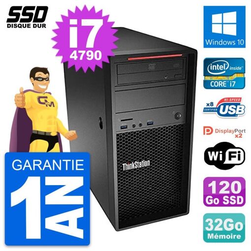 Lenovo ThinkStation P300 Desktop Computer - Core i7-4790, 32GB RAM, 120GB SSD, Windows 10, WiFi