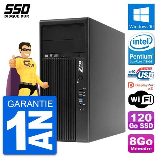HP WorkStation Z230 - Intel Pentium G3220, 8GB RAM, 120GB SSD, Windows 10, WiFi