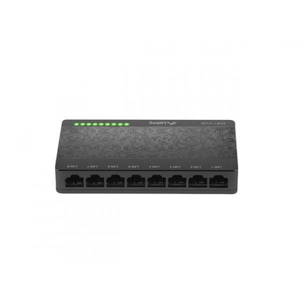 Conmutador Ethernet LANBERG Rápido (10/100) - 8 puertos RJ-45, Negro