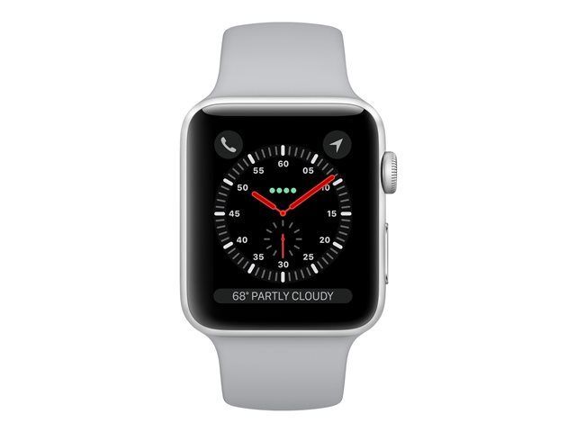 Apple Watch Series 3 (GPS) - Caja de aluminio plateado de 42 mm con pulsera deportiva gris claro, 140-210 mm