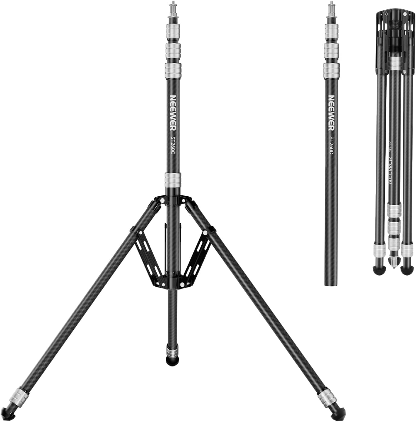 Neewer Carbon Fiber Tripod, Reversible Foot, Portable Light Support 35-102'' for Camera Action DSLR, Streaming, Max Load 3kg ST260C