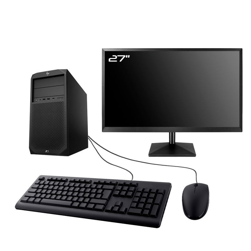HP Workstation Z2 G4 Tower Computer, 27" Screen, Intel i7-8700, 8GB RAM, 960GB SSD, Windows 11