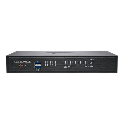 SonicWall TZ670 Essential Edition Security Appliance - 10GbE - SonicWALL Secure Upgrade Plus Program (3-Year Option) - Desktop