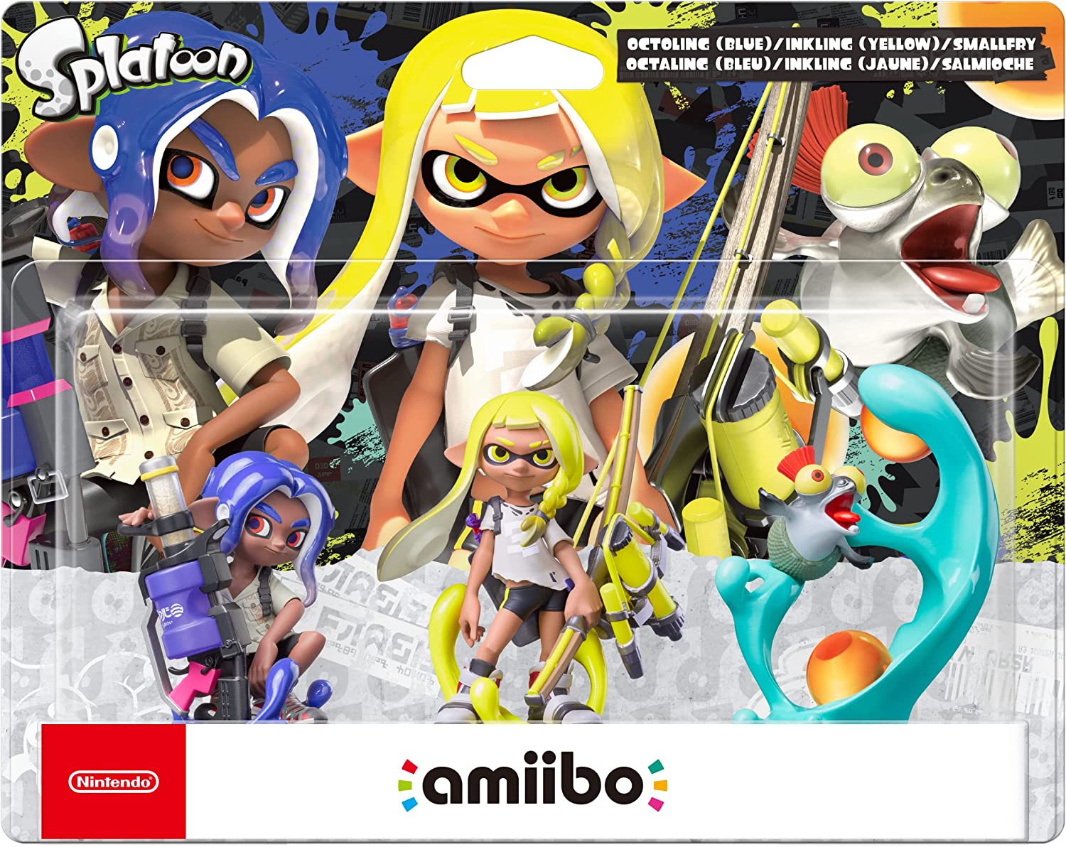 Nintendo Splatoon 3 Amiibo Figure Set - Octoling (Blue) + Inkling (Yellow)