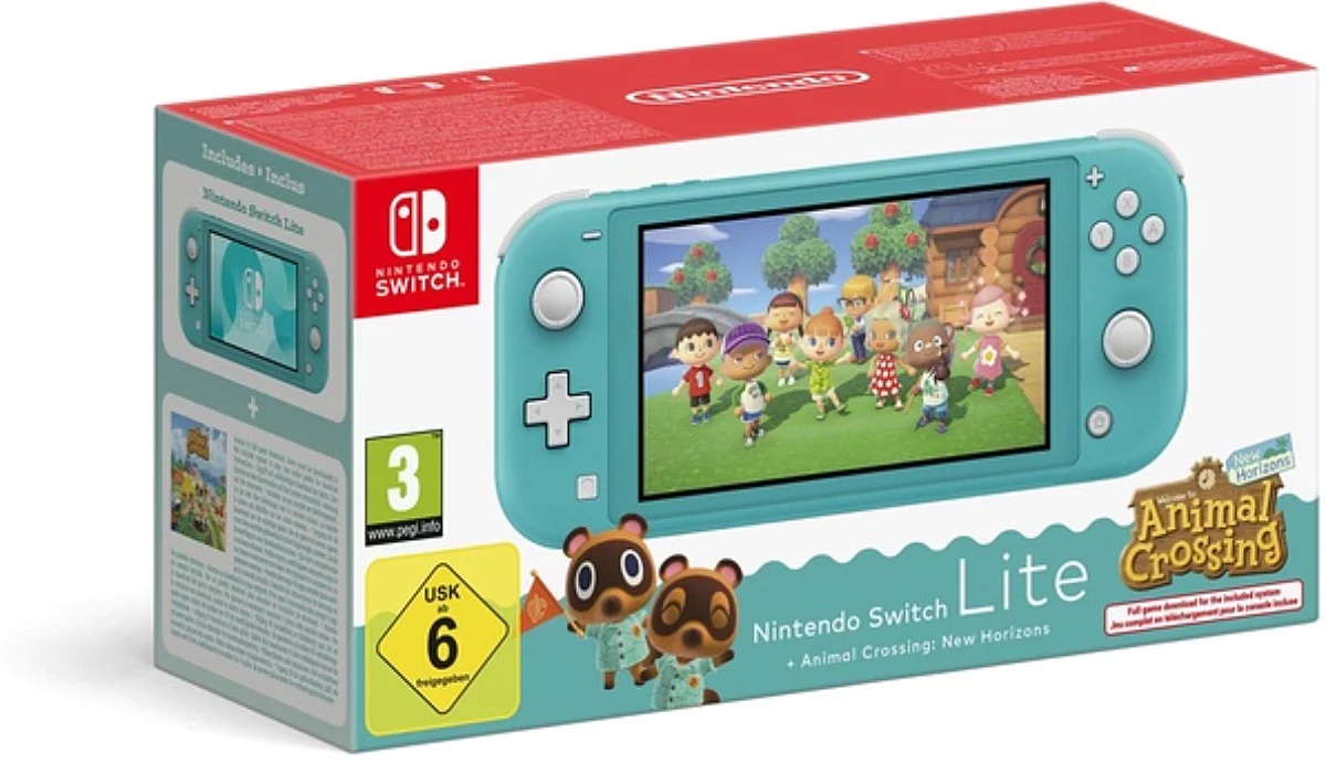 Consola Nintendo Switch Lite turquesa y Animal Crossing: New Horizons