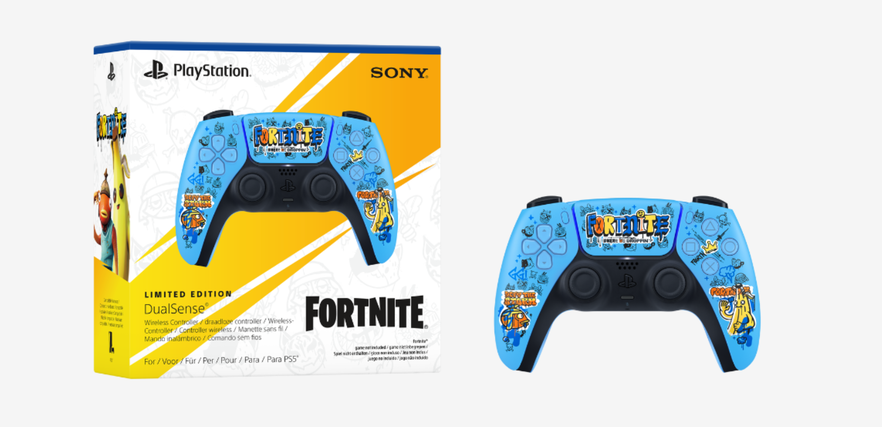 Sony PlayStation 5 Wireless Controller - Dualsense® Fortnite Edition (Size: Large, Color: Fishscale/Banana, Capacity: N/A)