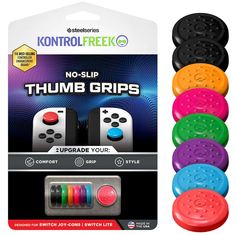 SteelSeries Joy-Con/Switch Lite Thumbgrips - No-Slip KontrolFreek Grip - Multi-Color (8 Pack)