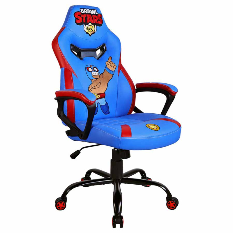 Subsonic Gaming Chair Junior Brawl Stars Blue, Simulated Leather & Embroidery, Ergonomic & Adjustable - Subsonic