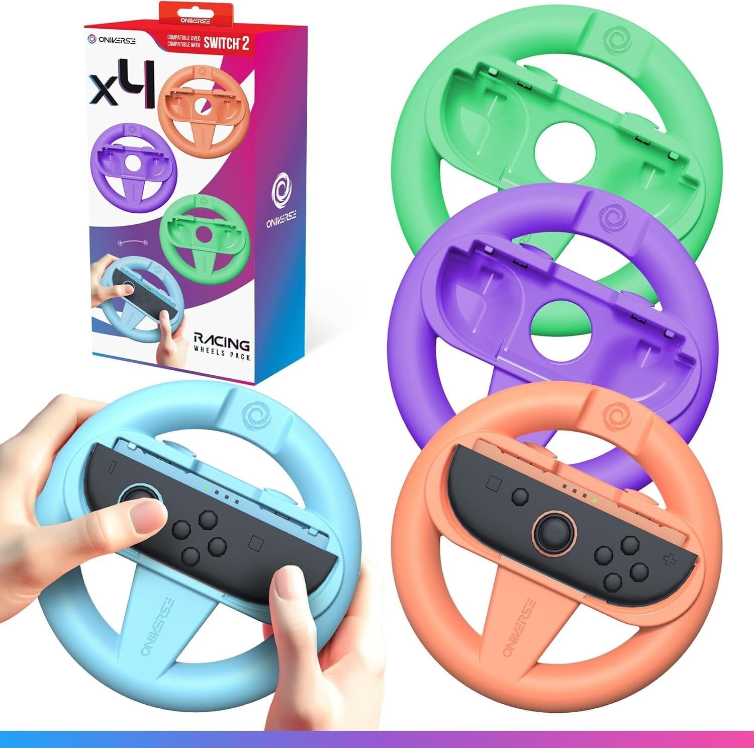 Oniverse Racing Wheels Pack (4) for Nintendo Switch 2 - Joy-Con Compatible