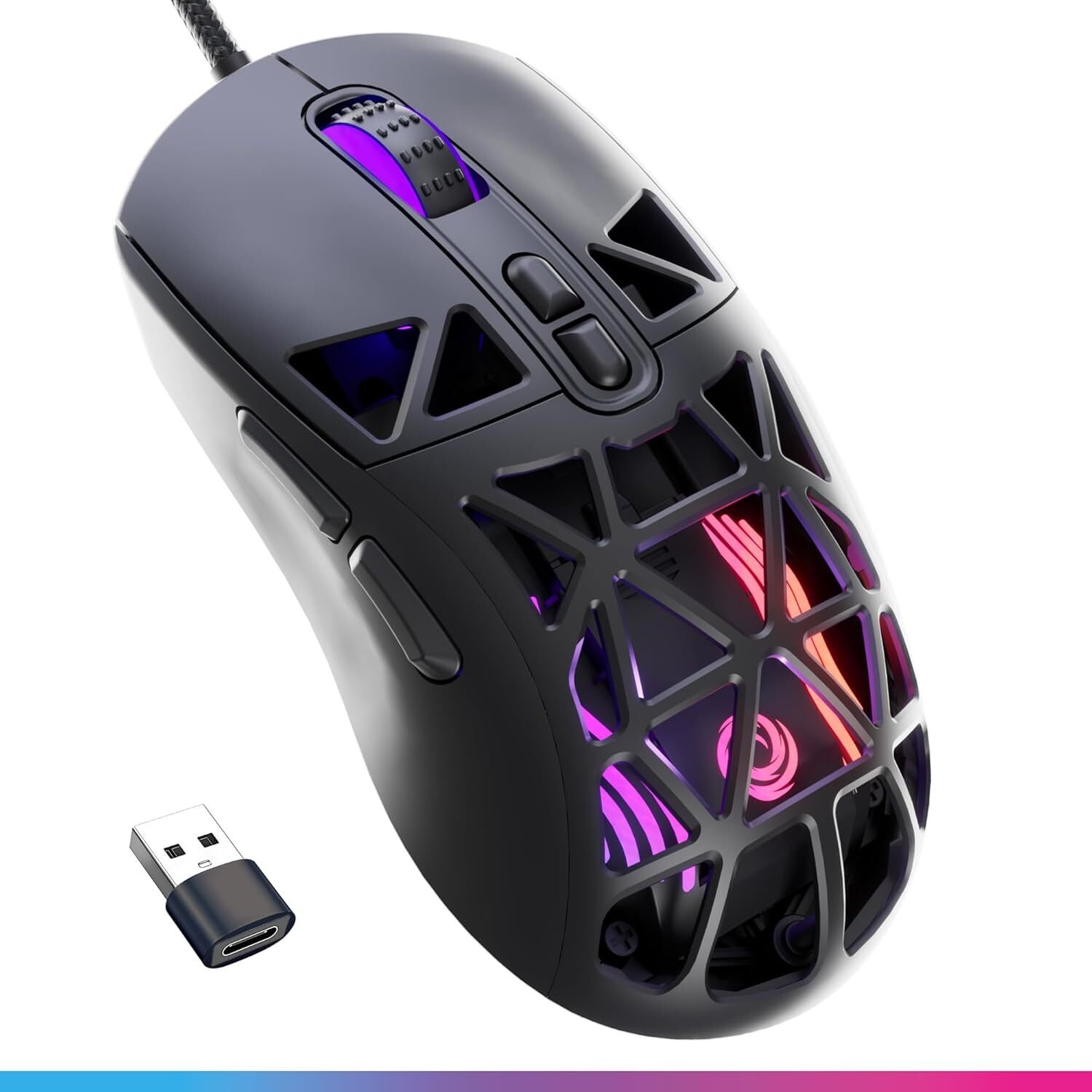 Oniverse Gaming Mouse Kryo - 12,800 DPI, 1000 Hz, 7 Programmable Buttons - Kryo Black