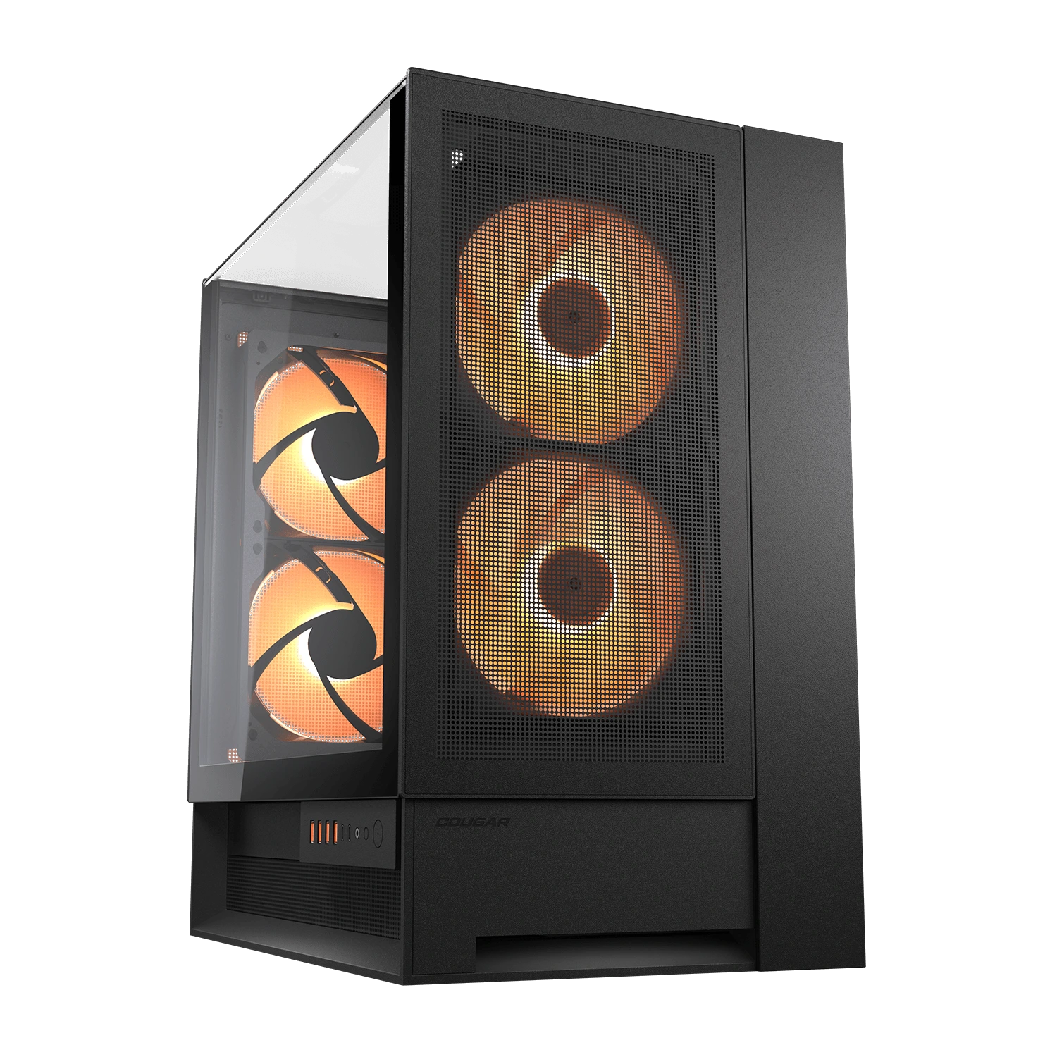 Boîtier PC de jeu Cougar OmnyX - Noir - Tour moyenne ATX - 4 ventilateurs ARGB PWM - GPU vertical jusqu'à 380 mm - Hub RGB