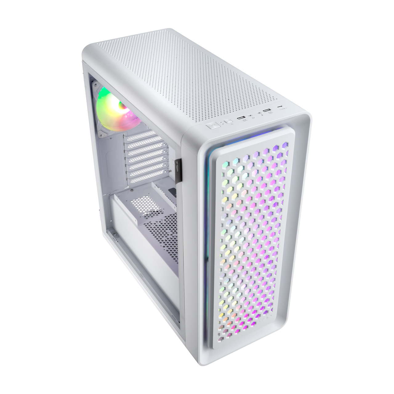 Boîtier PC Fsp CUT593P - Blanc SPCC - 50 x 23 x 54,4 cm
