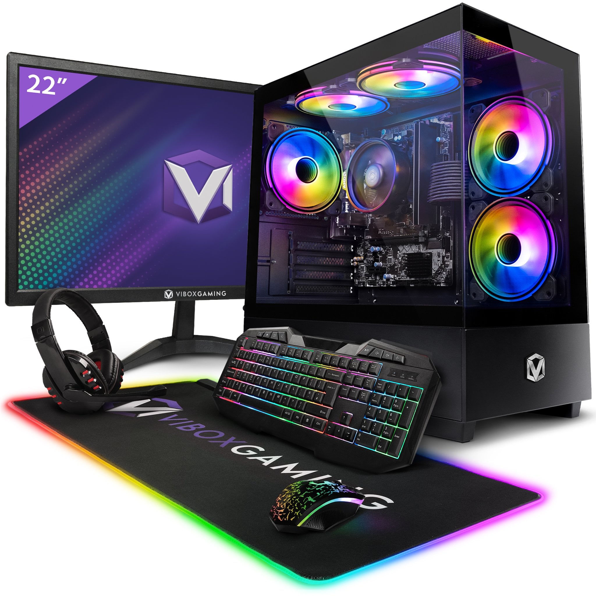 PC de jeu Vibox I-92 • Écran 22 pouces • AMD Ryzen 3 3200G 4,0 GHz • Radeon Vega 8 • 8 Go de RAM • 480 Go SSD • Système d'exploitation Linux • WiFi