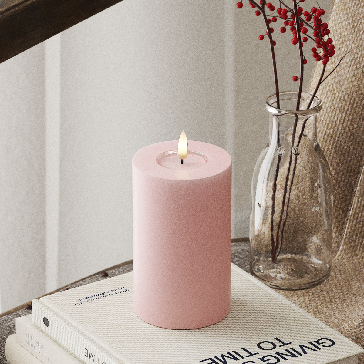 LED Pillar Candle - 7.5 x 12.5 cm Clear Pink