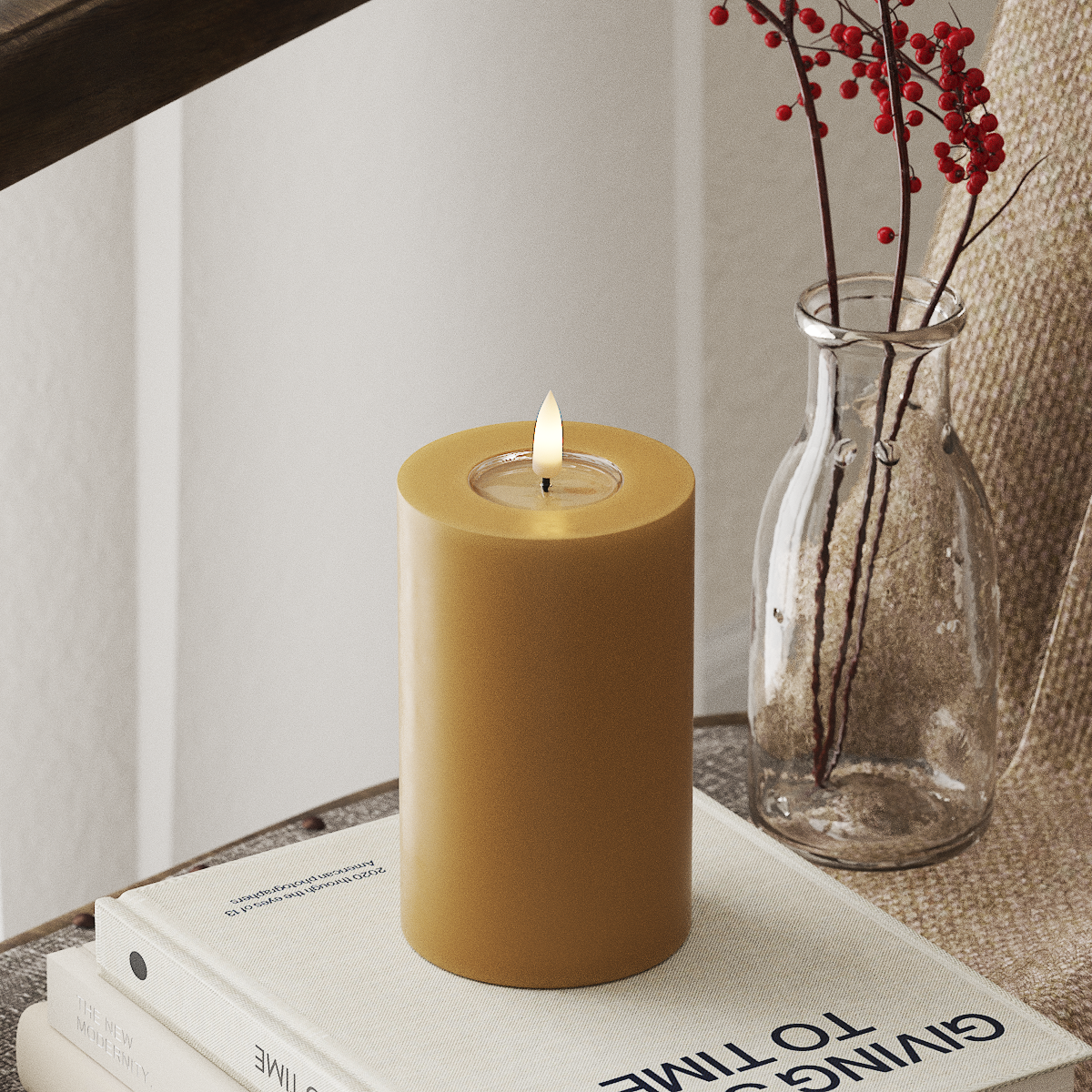 LED Pillar Candle - 7.5x12.5 cm Curry