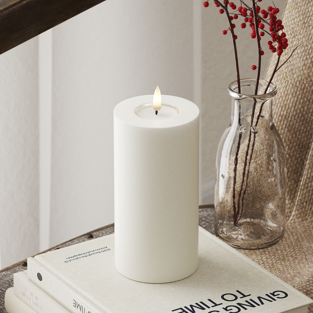 LED Pillar Candle - 7.5 x 15 cm White