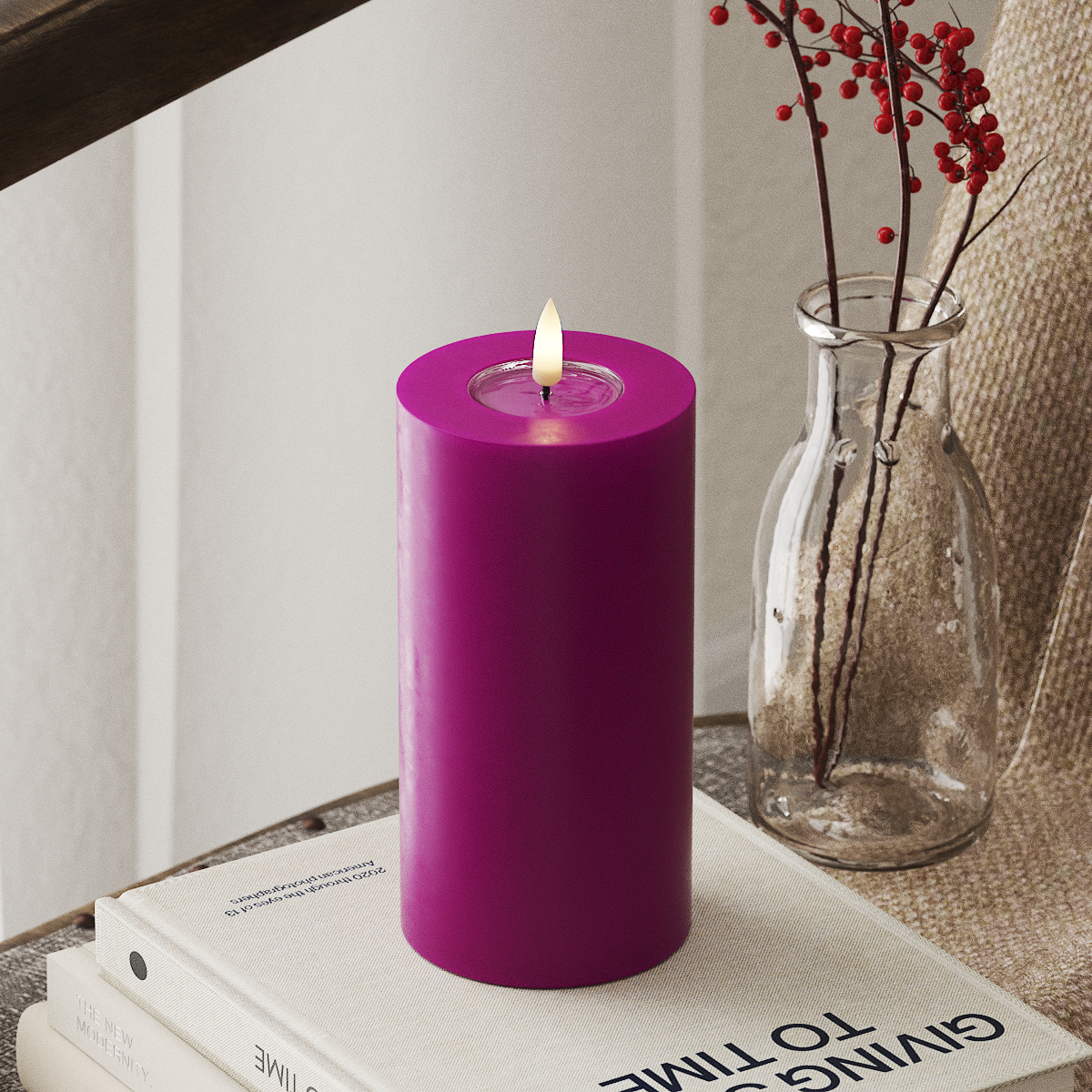 LED Pillar Candle - 7.5 x 15 cm - Violet