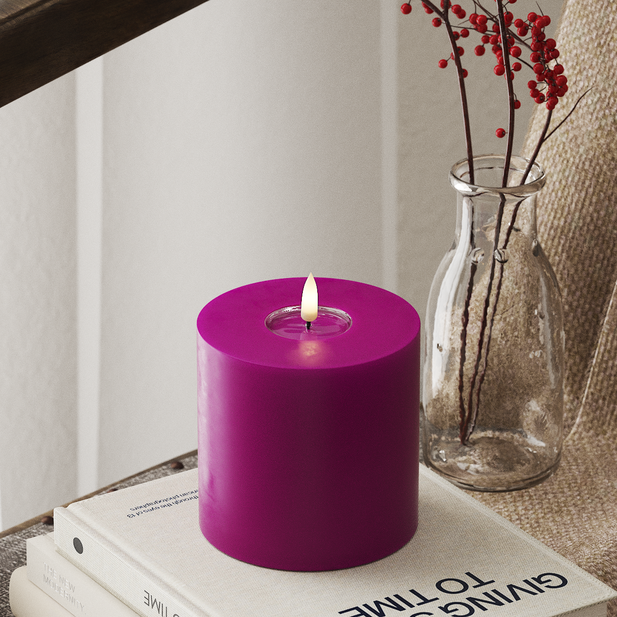 LED Pillar Candle - Violet (Ø 10 x 10 cm)