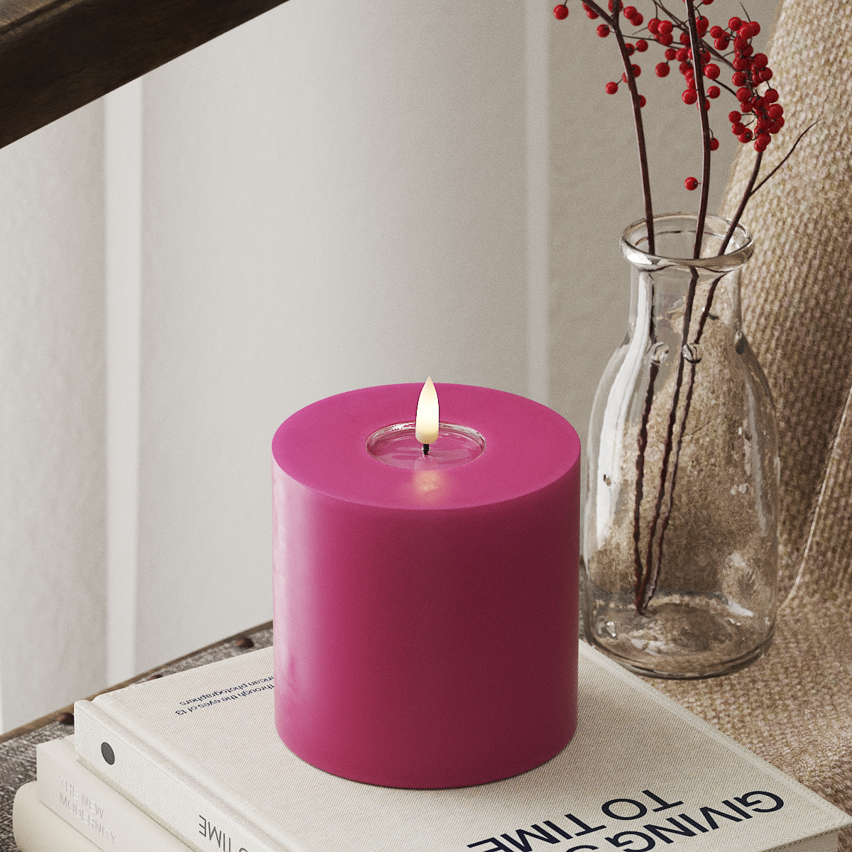 Bougie pilier LED - Magenta (Ø 10 x 10 cm)