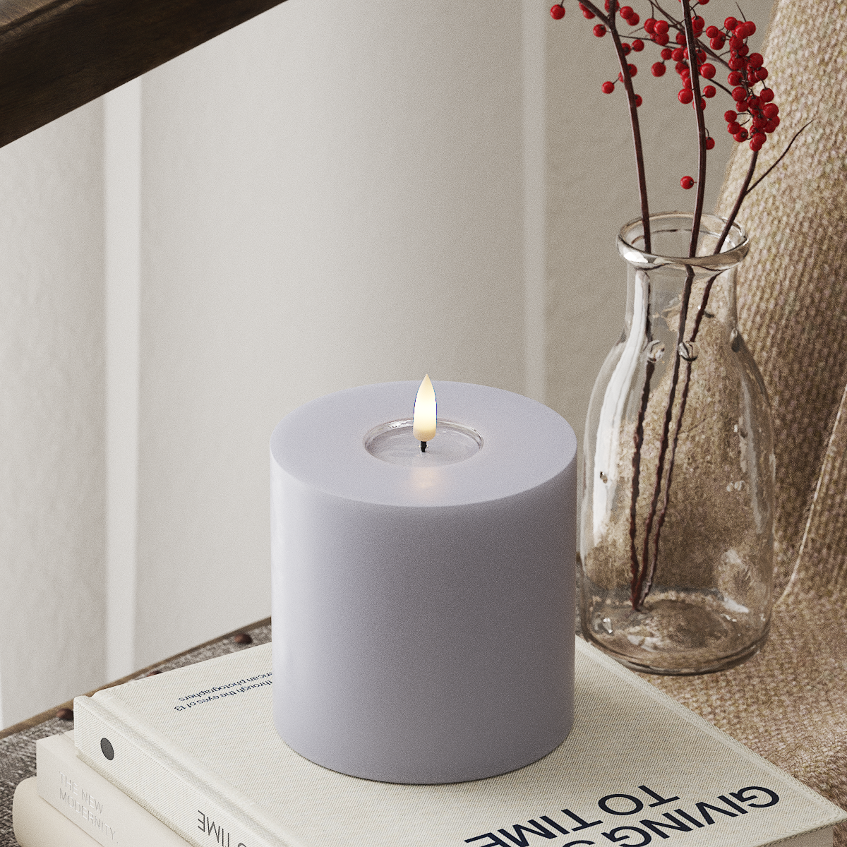 LED Pillar Candle - 10cm x 10cm Dusty Blue