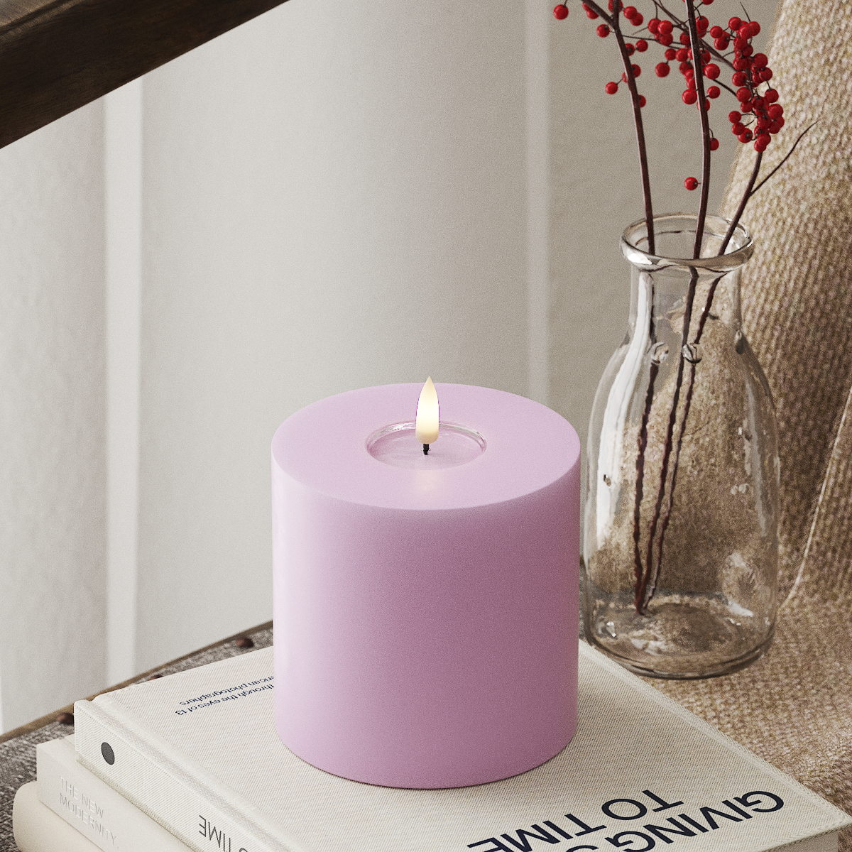 Bougie pilier LED Deluxe Homeart Lavande - 10 cm x 10 cm
