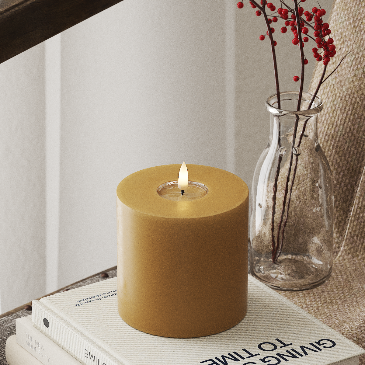LED Pillar Candle - Ø 10 x 10 cm Curry