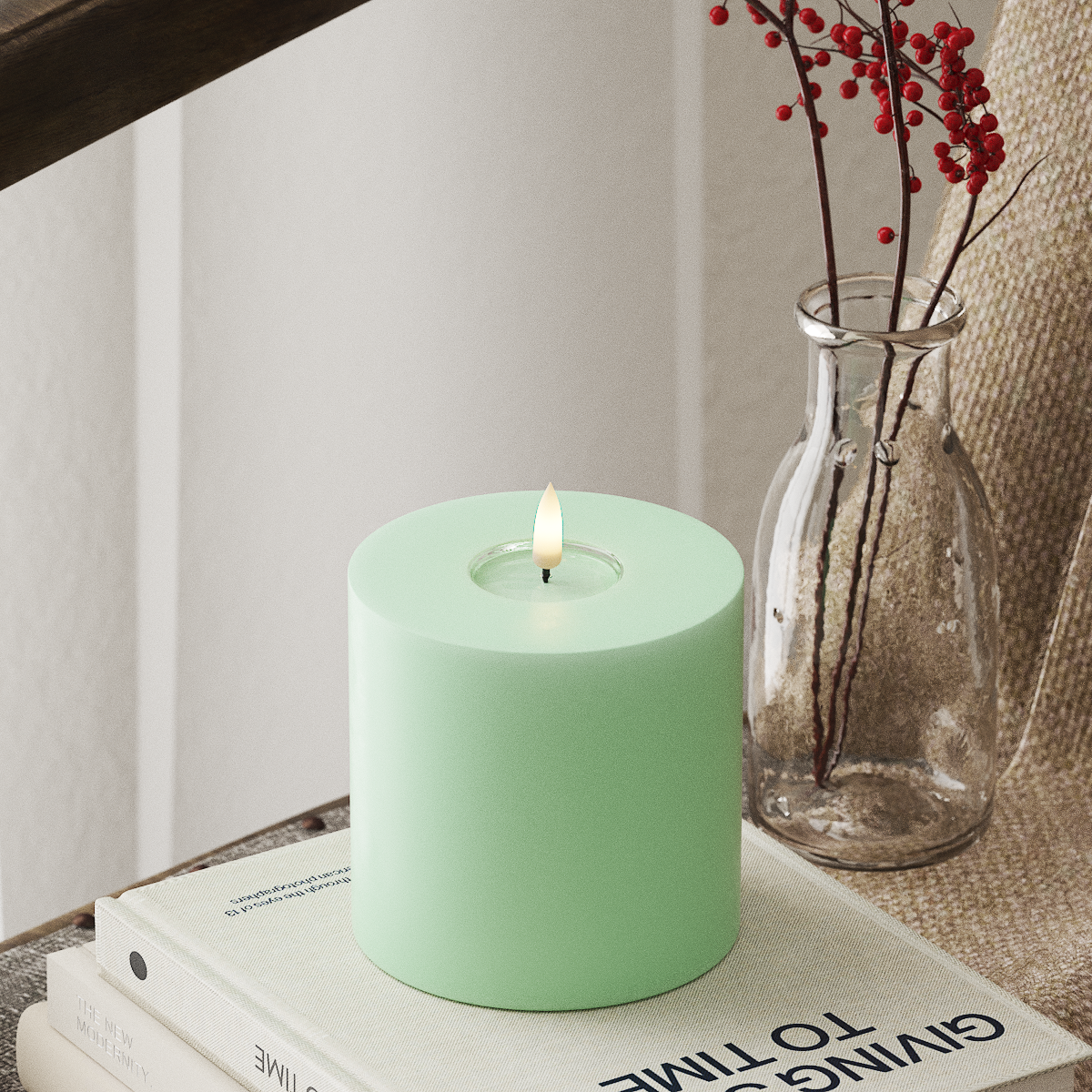 LED Pillar Candle - Mint