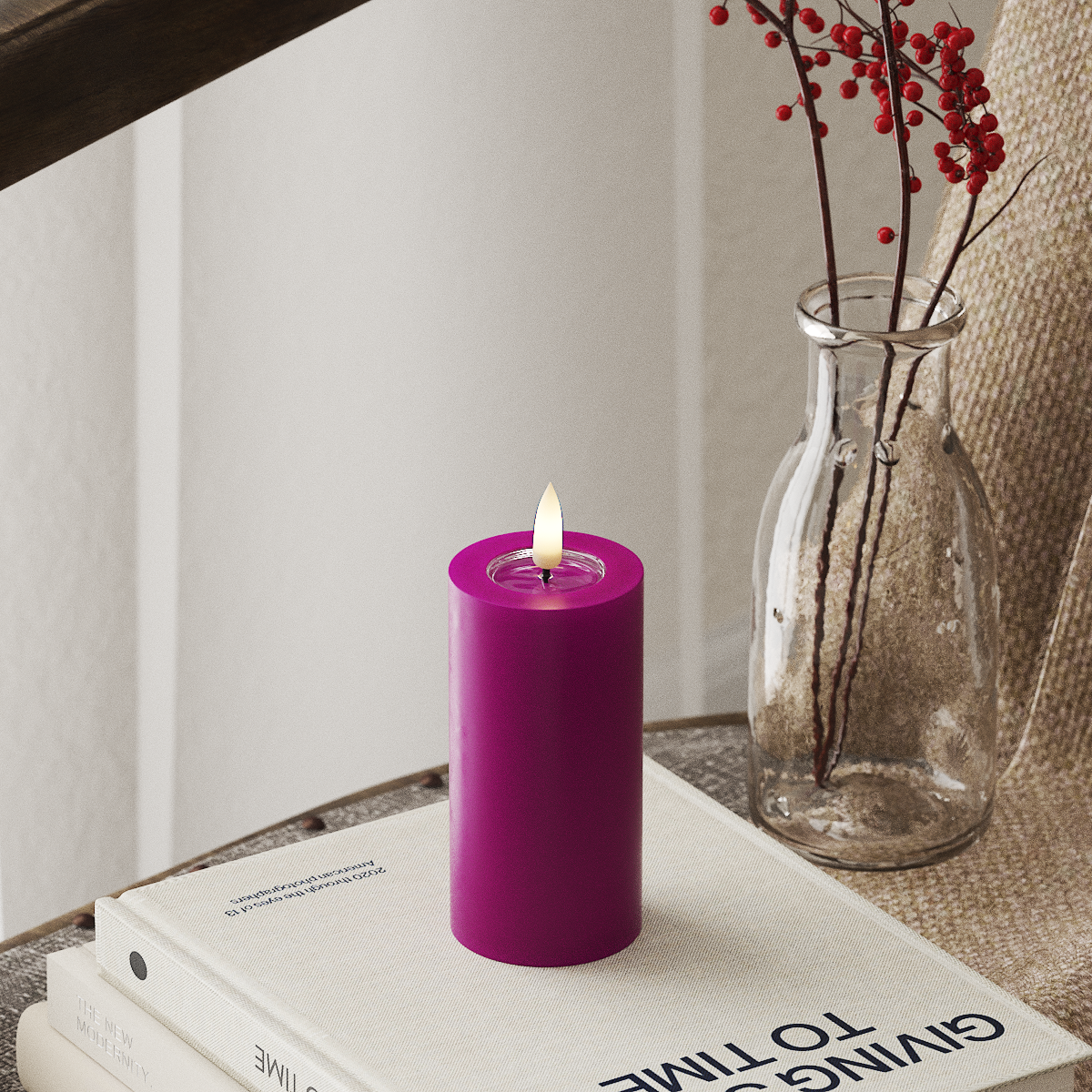 Bougie pilier LED - Violet (Ø 5 x 10 cm)