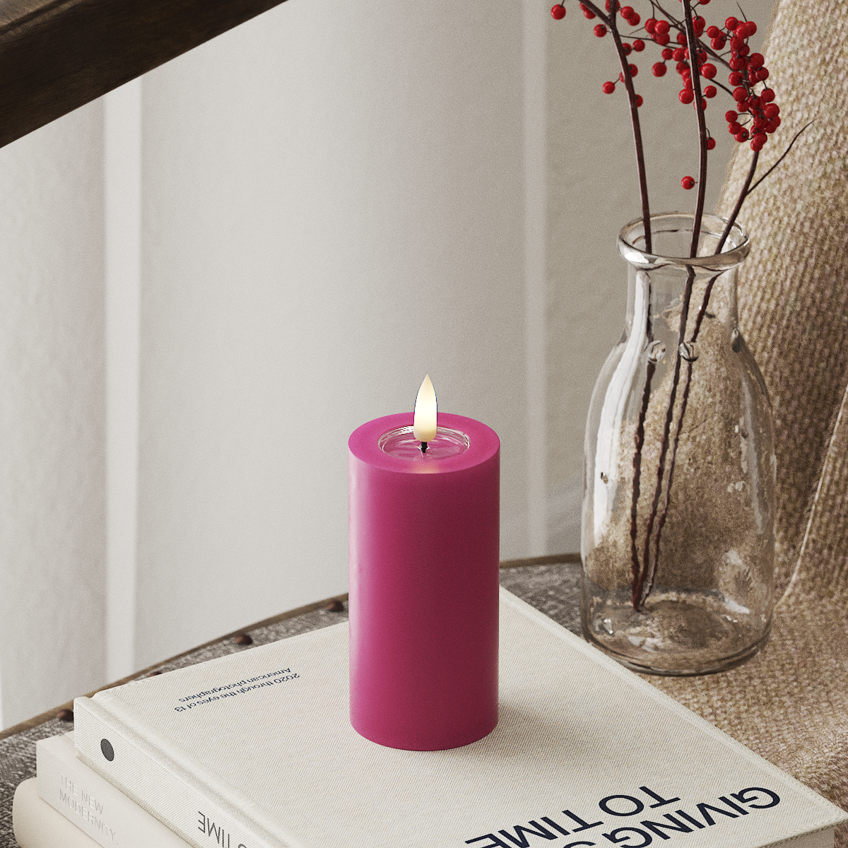 LED Pillar Candle Ø 5 x 10 cm Magenta