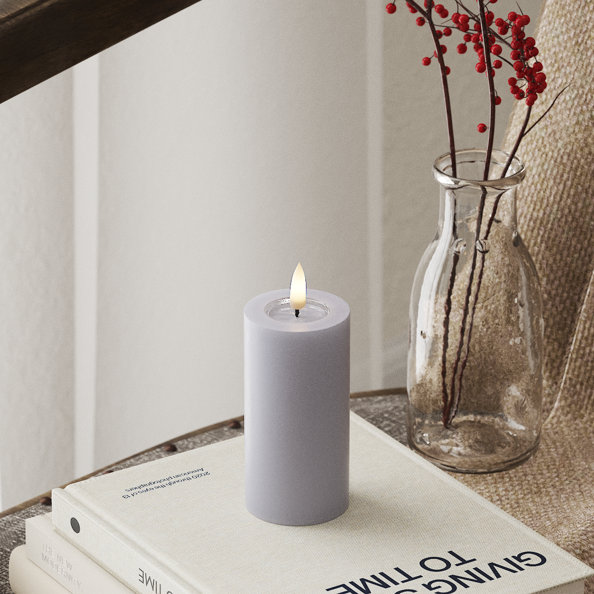 LED Pillar Candle - Dust Blue