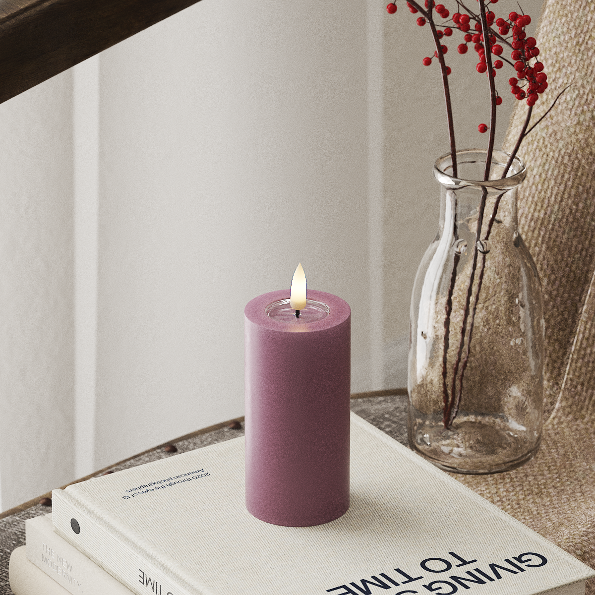LED Pillar Candle - Clear Violet, 5 x 10 cm