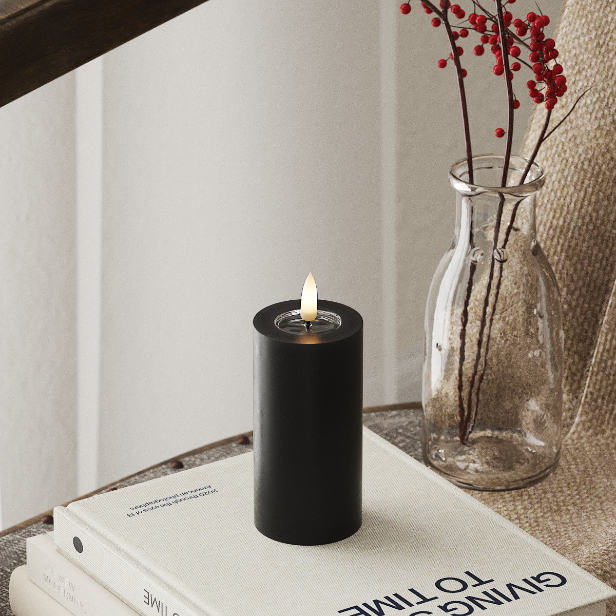Deluxe Homeart LED Pillar Candle - Black