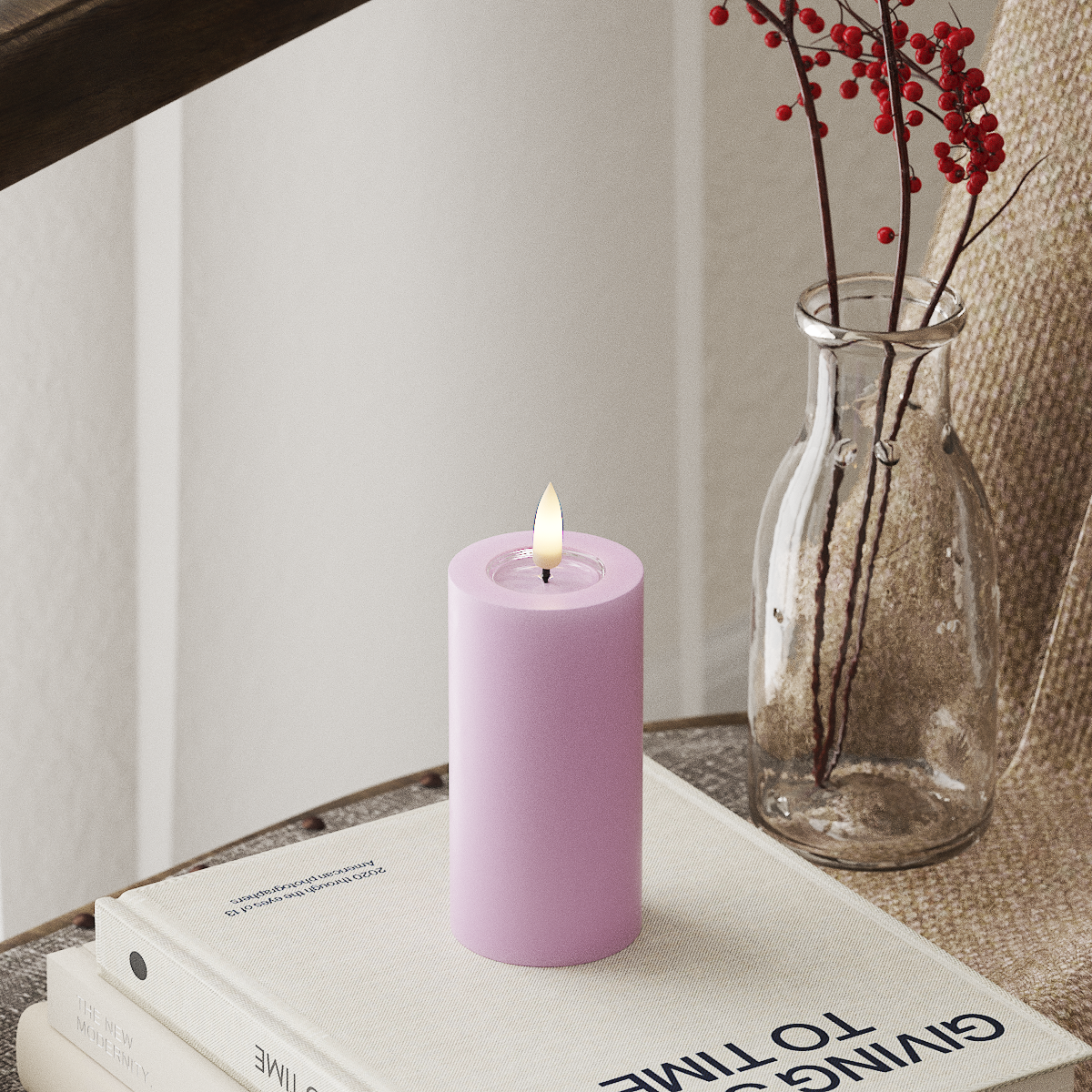 LED Pillar Candle - Lavender (Ø 5 x 10 cm)