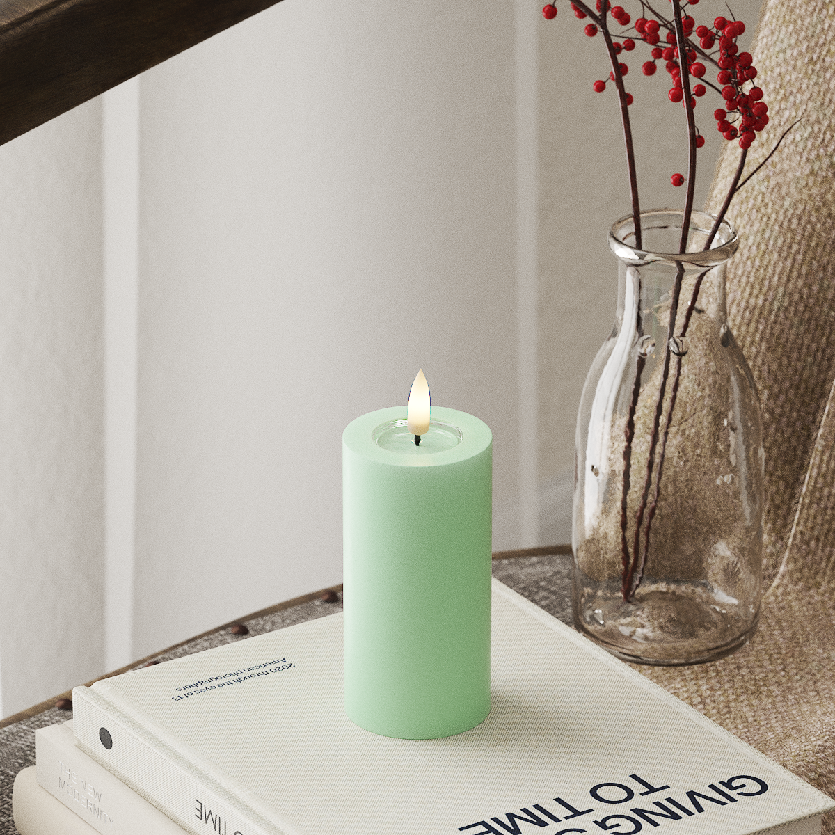 LED Pillar Candle - Mint