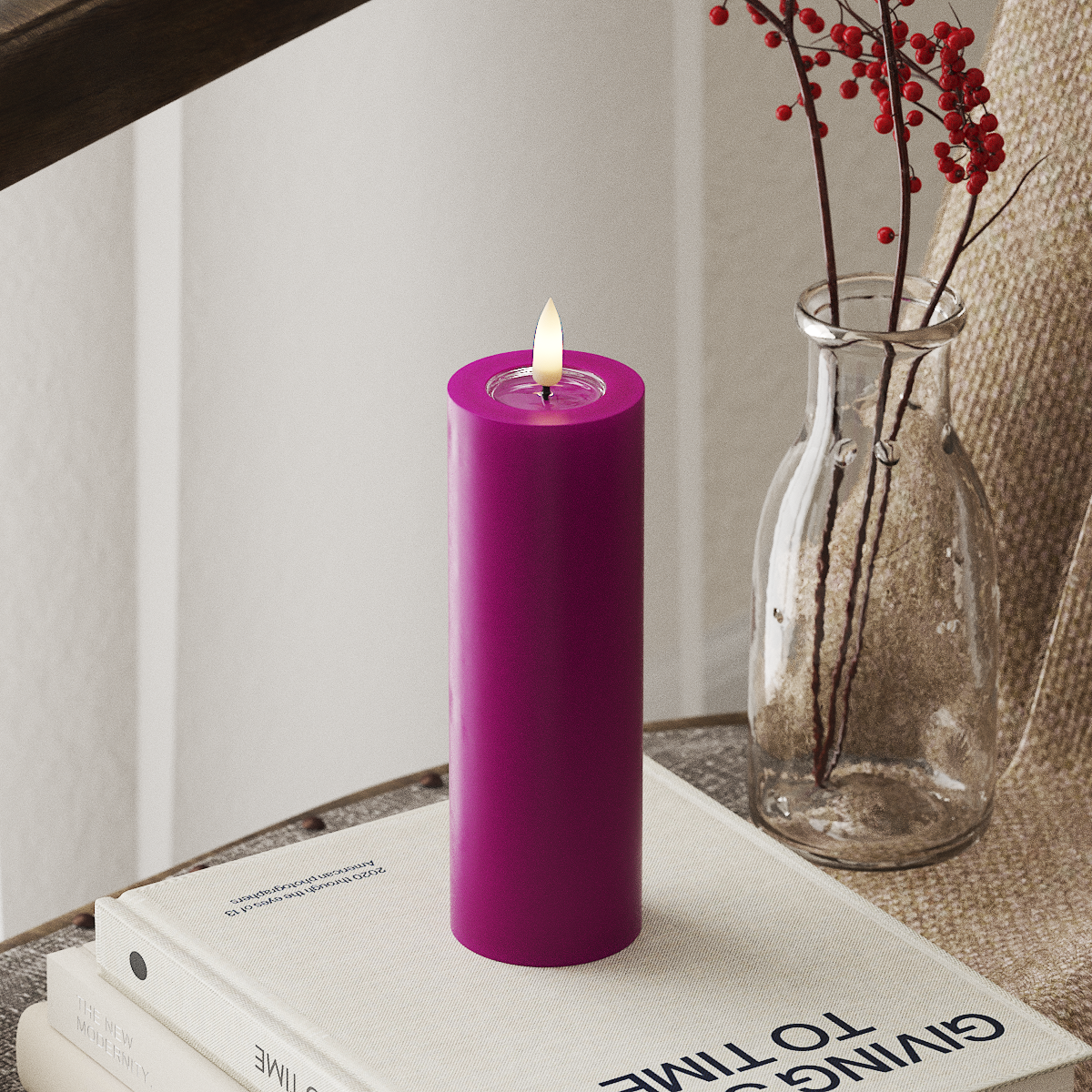 LED Pillar Candle - Violet (Ø 5 x 15 cm)