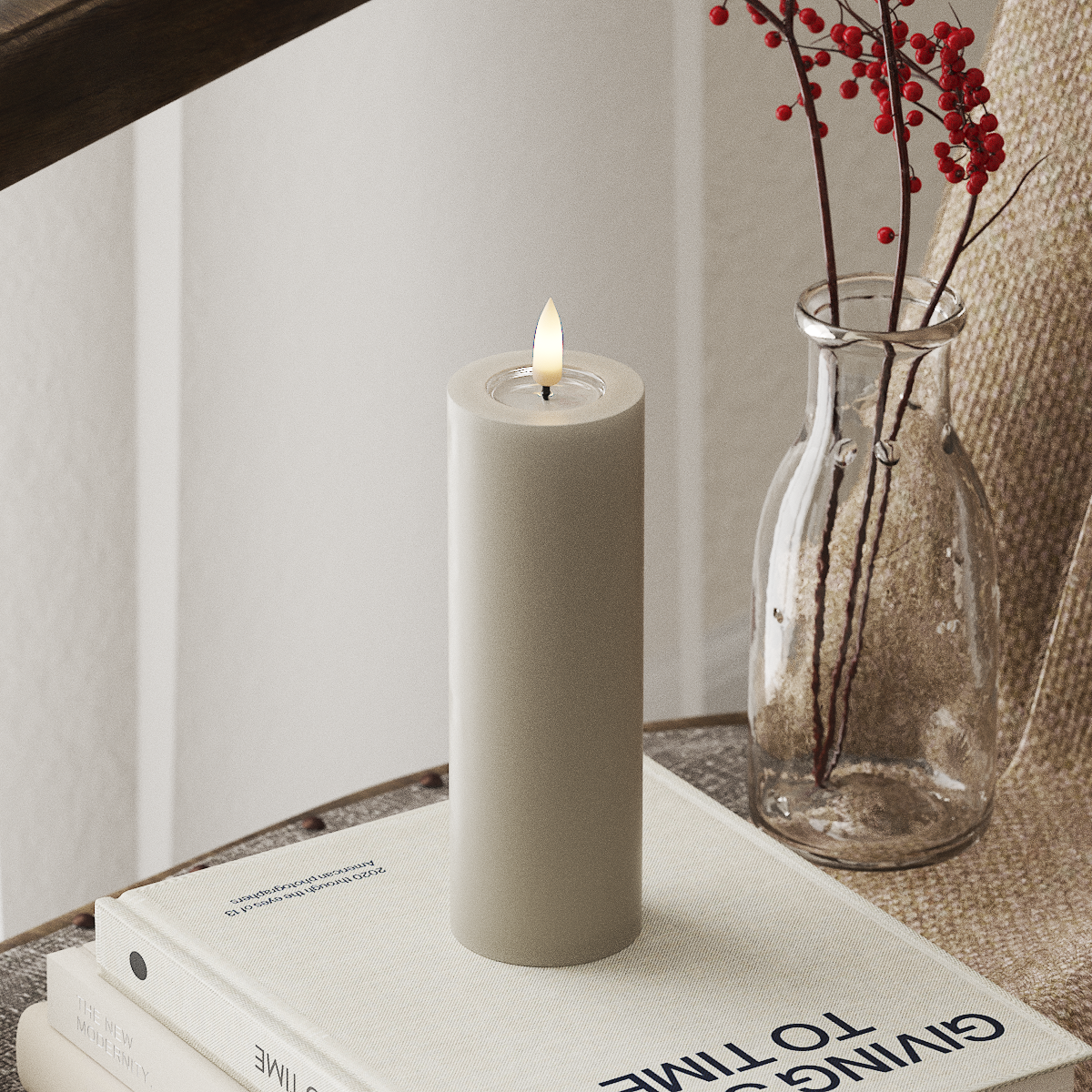 Deluxe Homeart LED Pillar Candle - 5 x 15 cm Sand