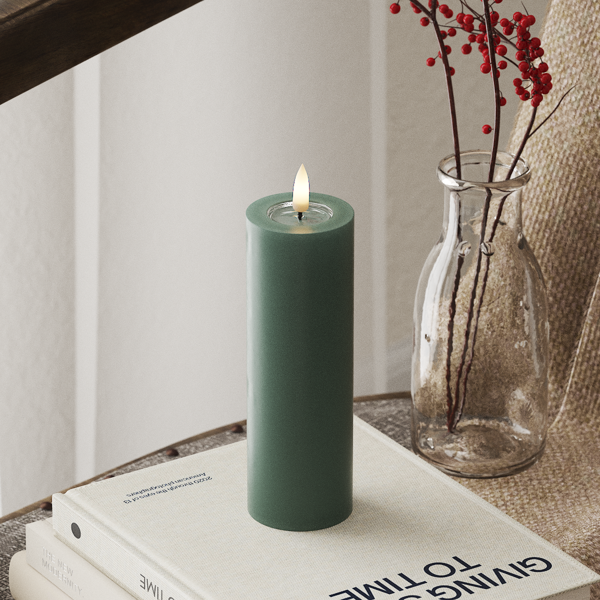 LED Pillar Candle - Green Jade