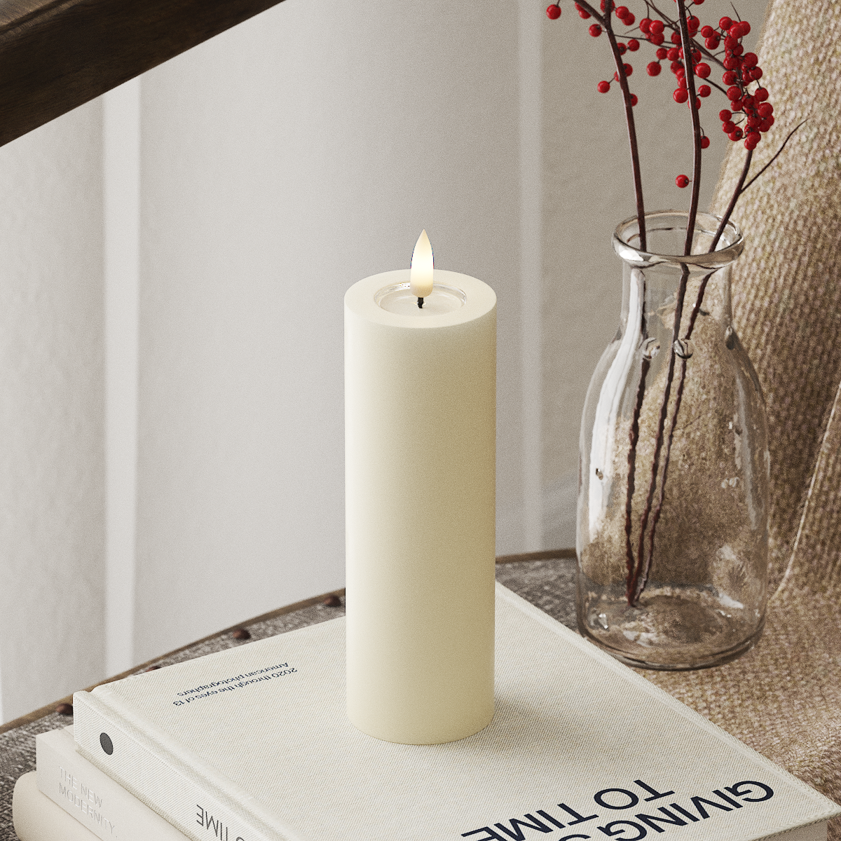 Deluxe Homeart LED Pillar Candle - Ø 5 x 15 cm Cream