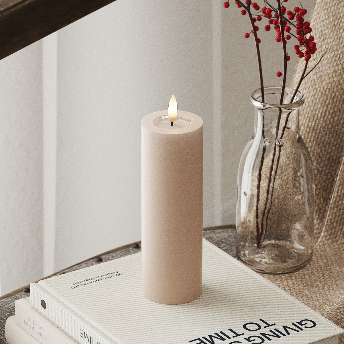 LED Pillar Candle - Ø 5 x 15 cm - Rose