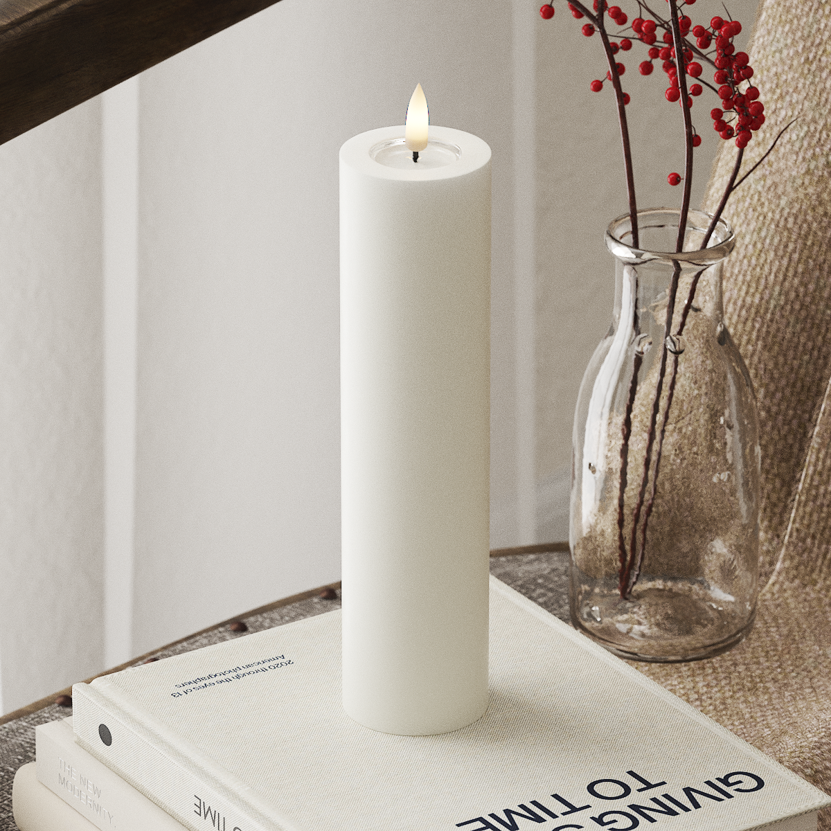 Deluxe Homeart LED Pillar Candle - White