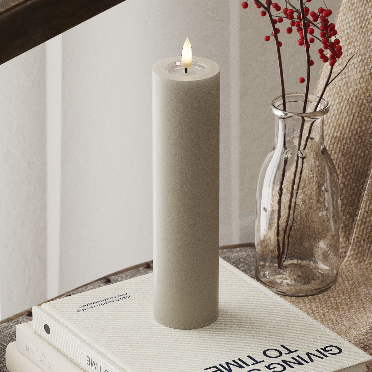 LED Pillar Candle - 5 x 20 cm Sable