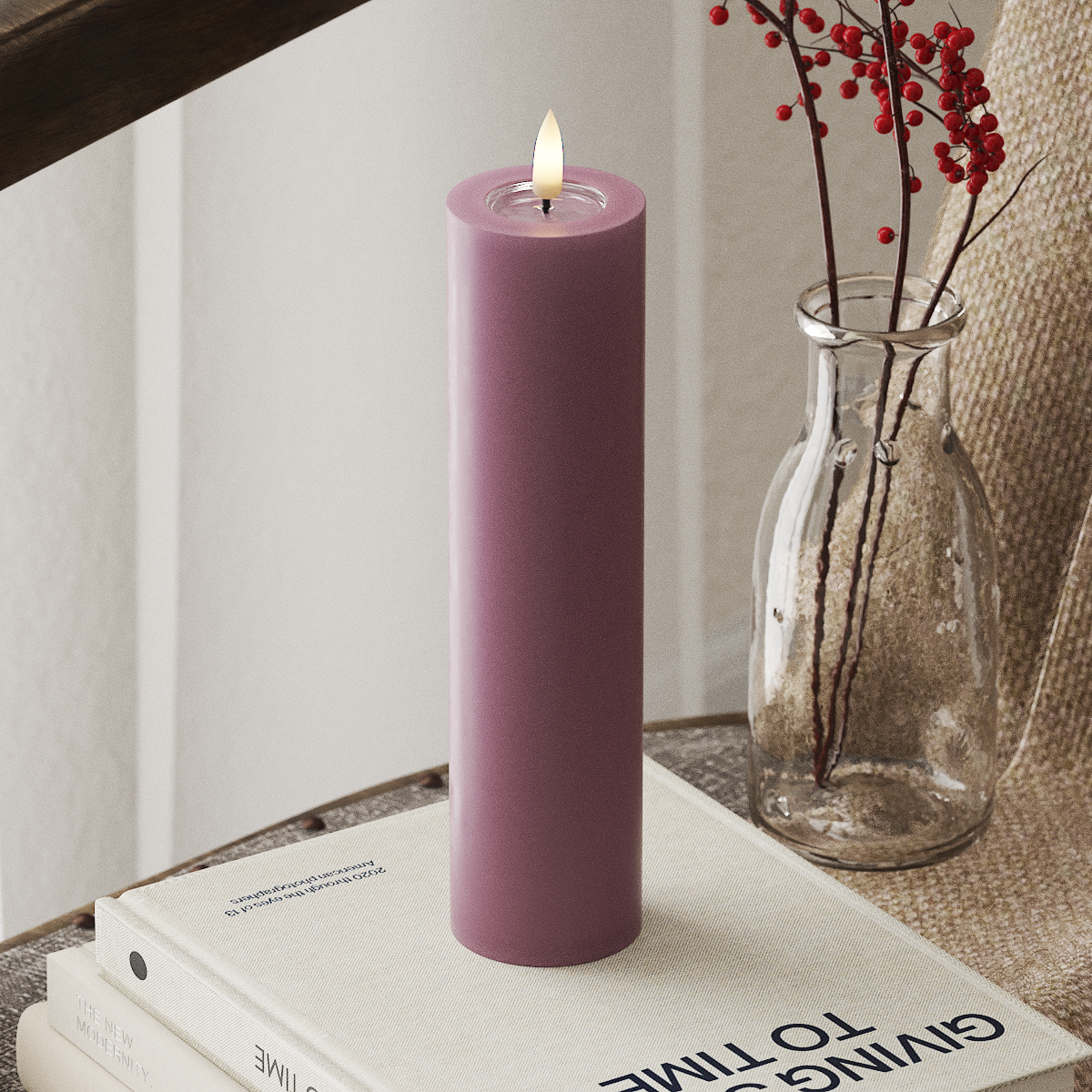 LED Pillar Candle - Violet Clear, 5 x 20 cm
