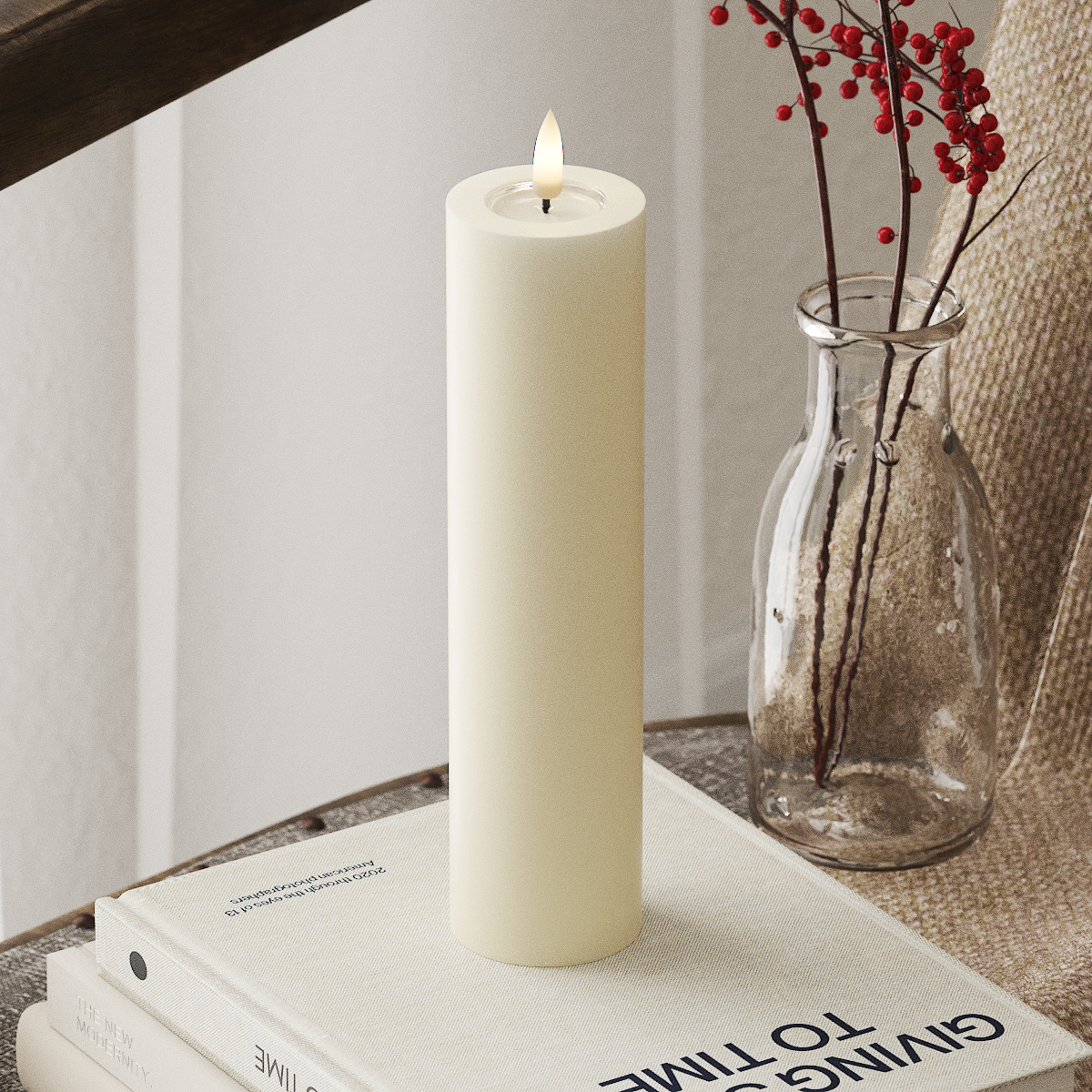 LED Pillar Candle - Ø 5 x 20 cm - Cream