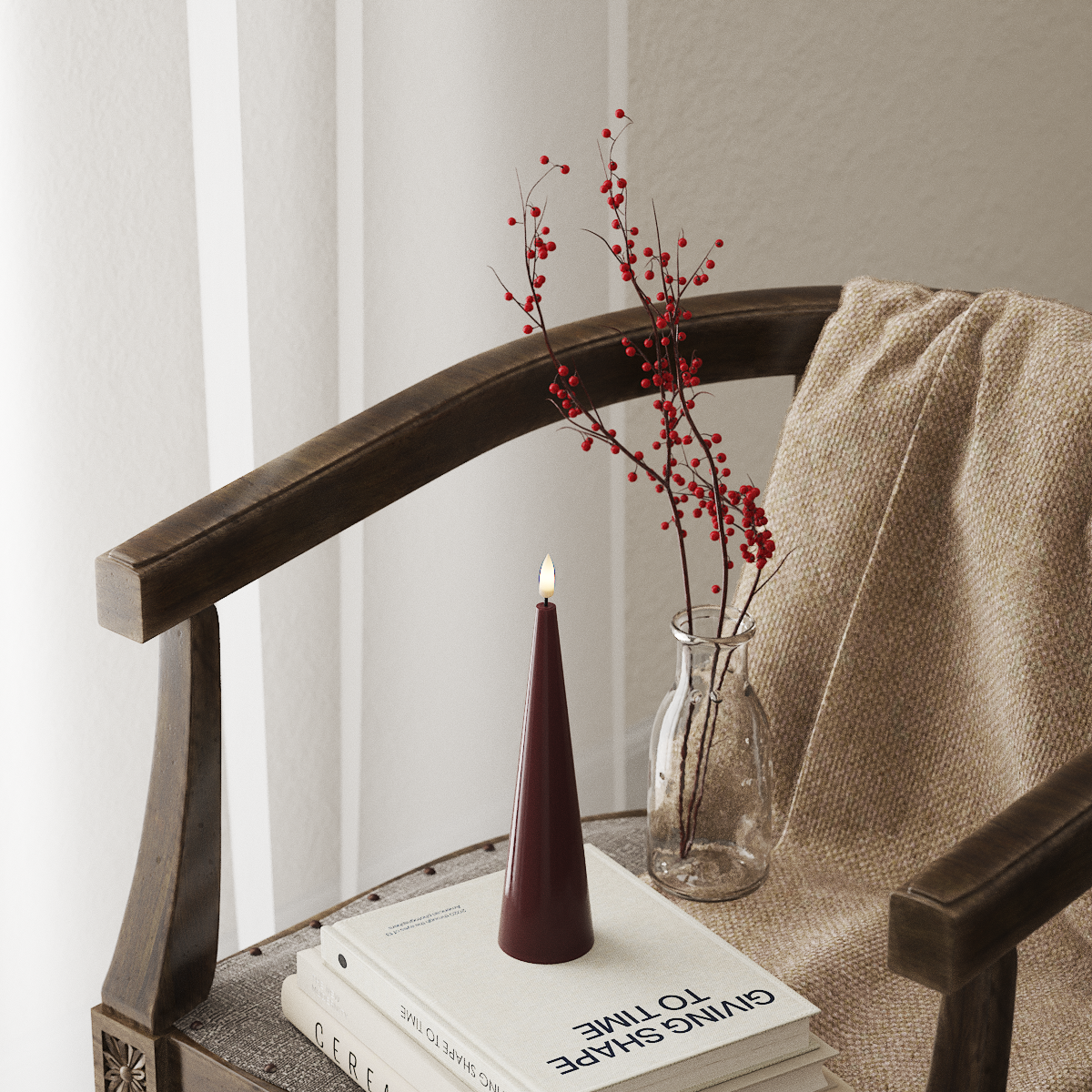 Deluxe Homeart Cone Light D - 5 cm Diameter x 20 cm Height, Bordeaux