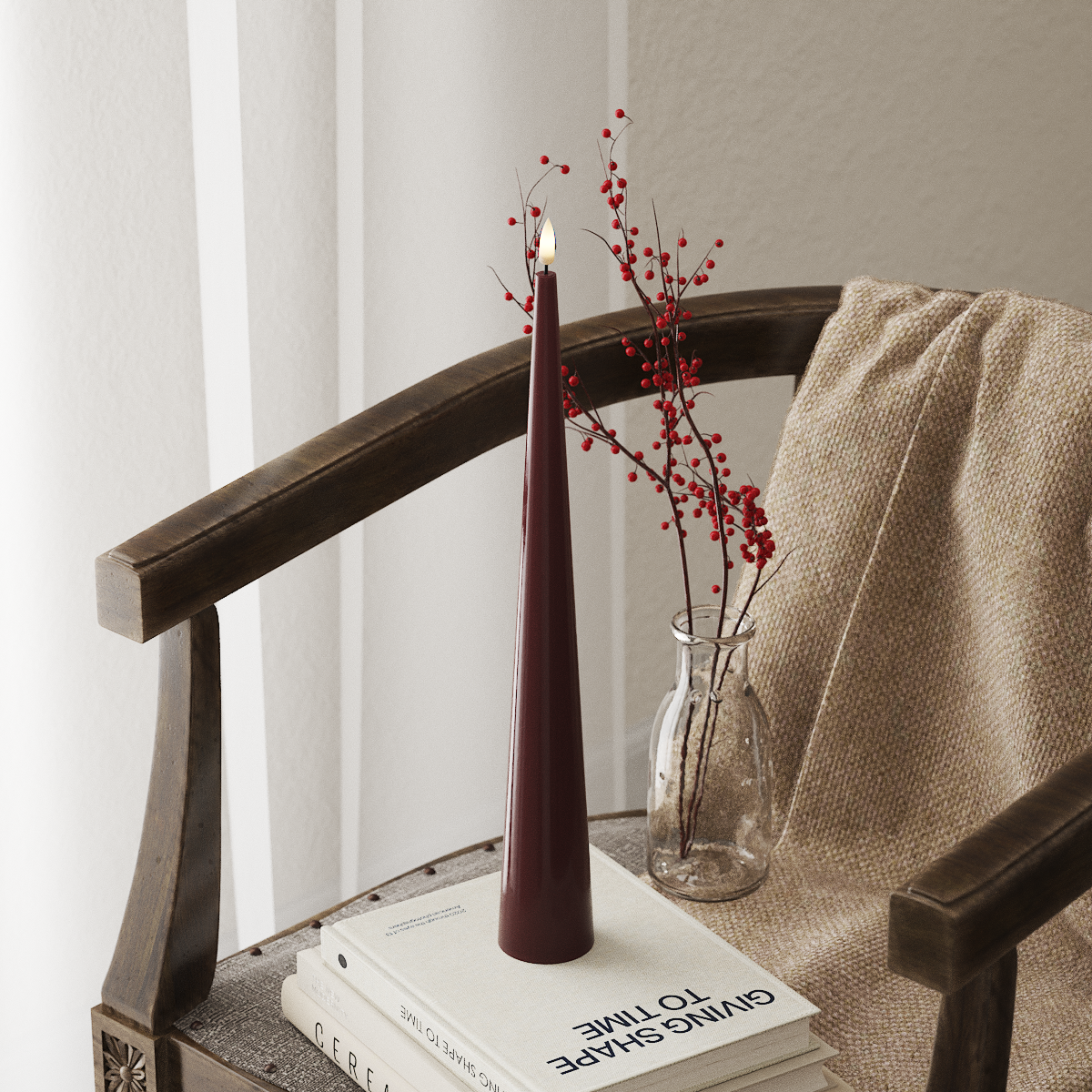 Deluxe Homeart Cone Light D - 5cm x 38cm - Bordeaux