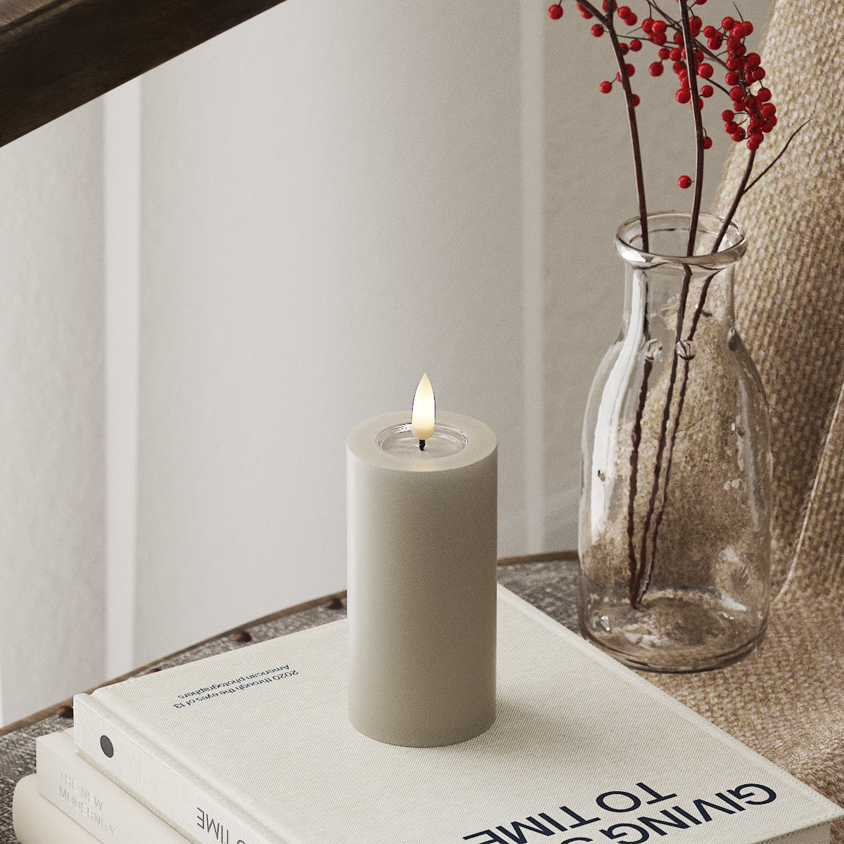 LED Pillar Candle - 5 x 10 cm Sable