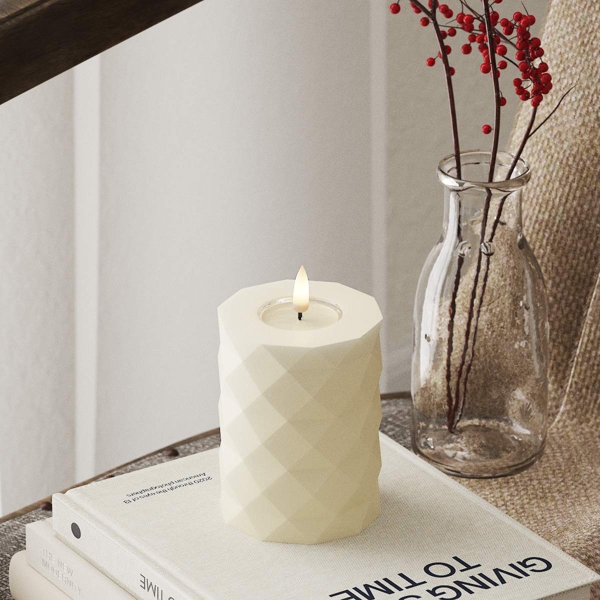 Square Cream LED Pillar Candle