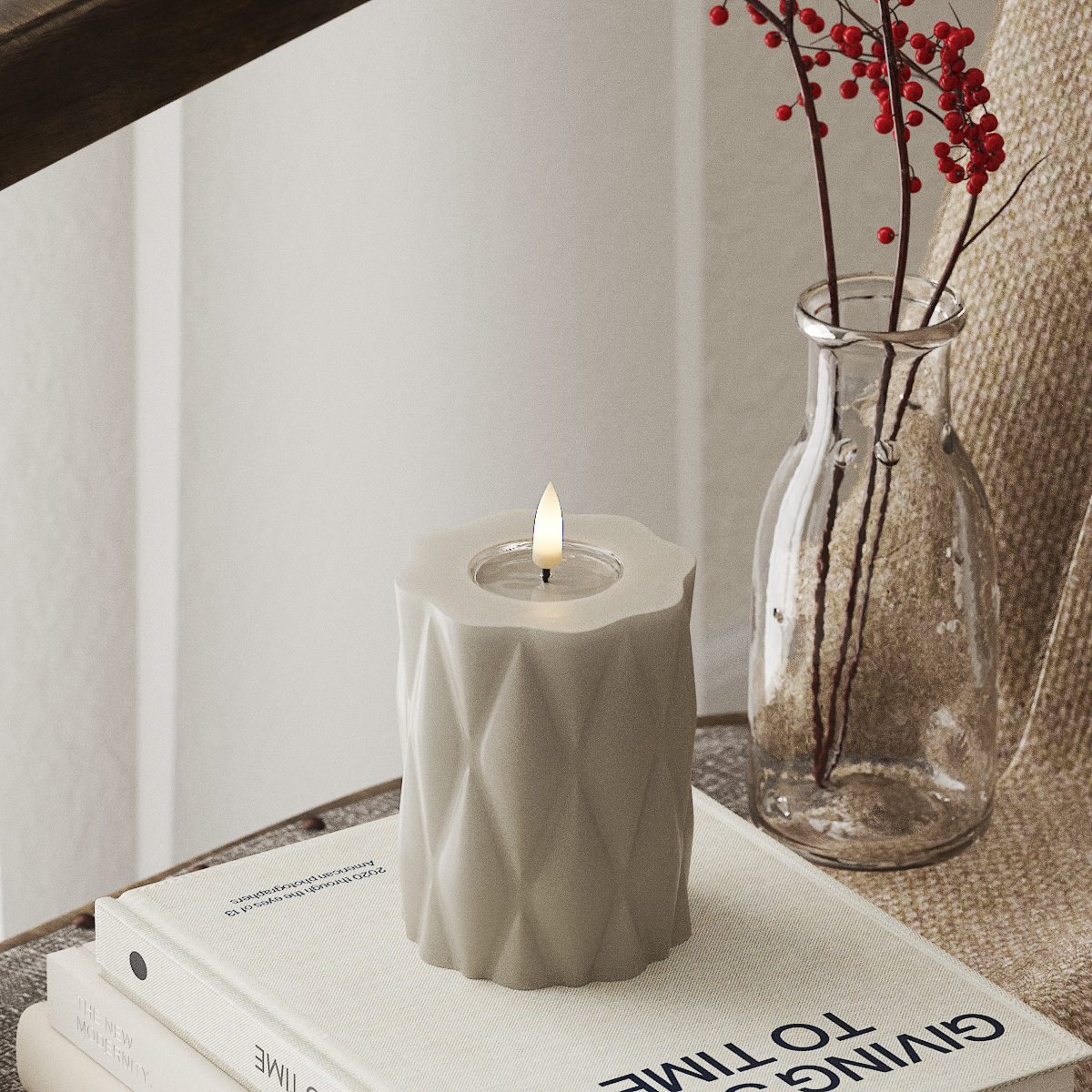 Deluxe Homeart LED Pillar Candle - Harlequin, 7.5 x 10 cm, Sable